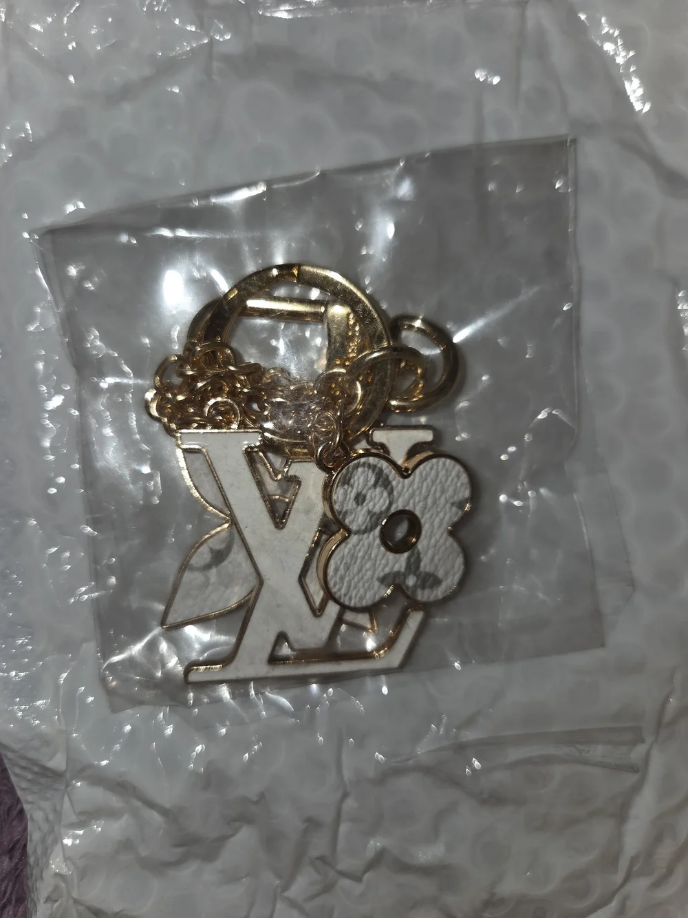 Designer-inspired White Monogram Flower Charm
